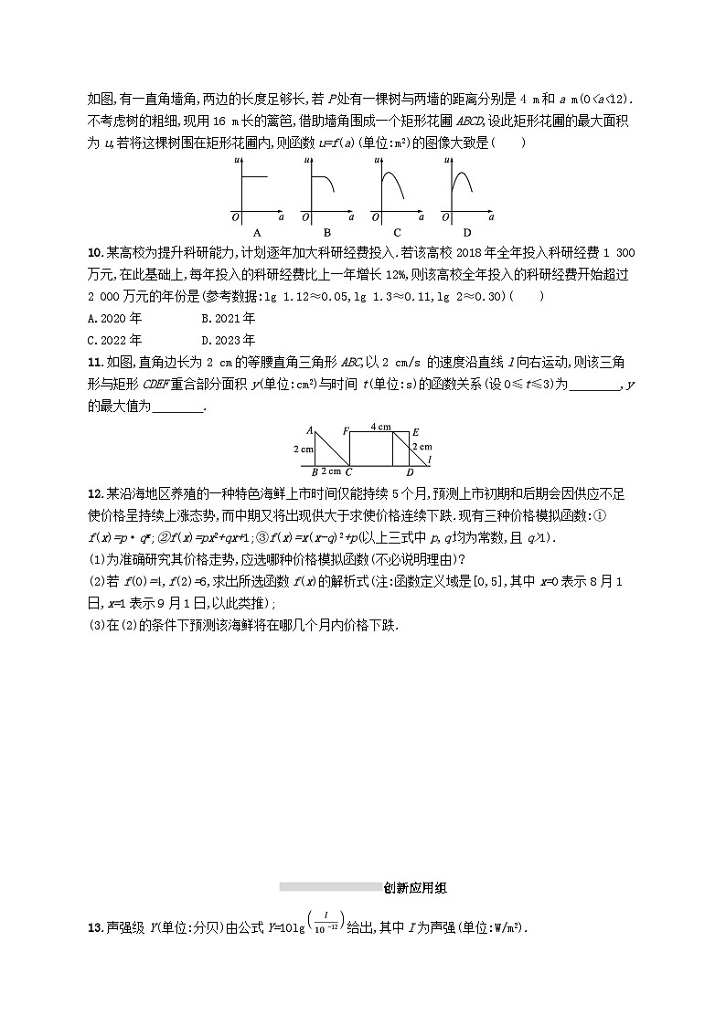 2025届高考数学一轮复习专项练习课时规范练13数学建模__函数模型及其应用03