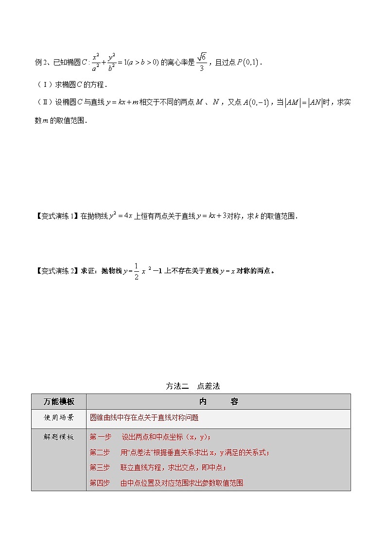 最新高考数学解题方法模板50讲 专题42 圆锥曲线中的对称问题03