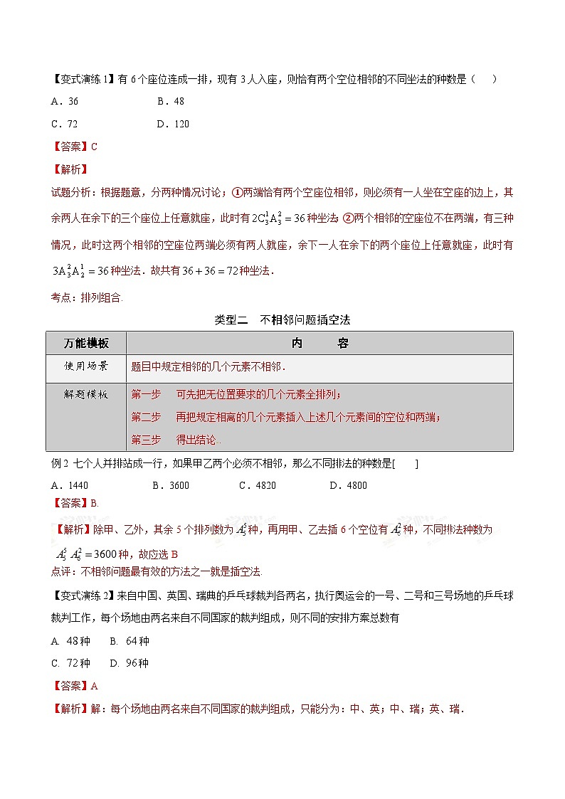 最新高考数学解题方法模板50讲 专题48 排列组合解答策略03