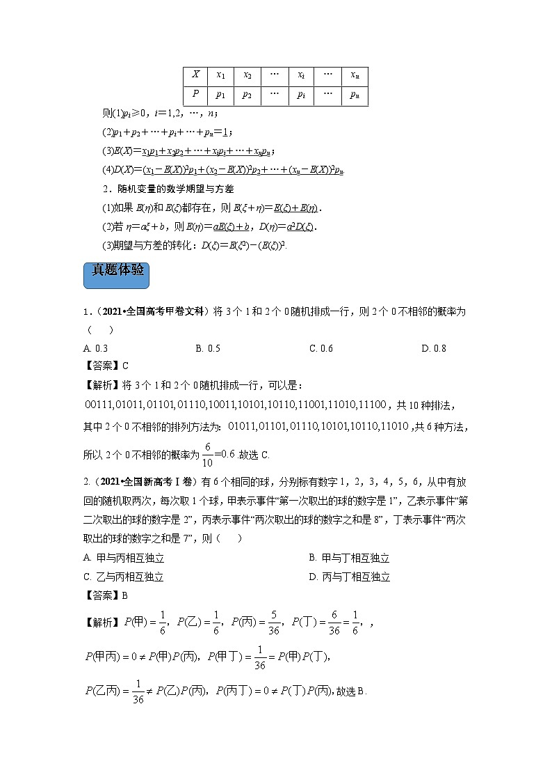 新高考数学二轮复习 专题4 第1讲　概率、离散型随机变量及其分布列（讲）  【新教材·新高考】02