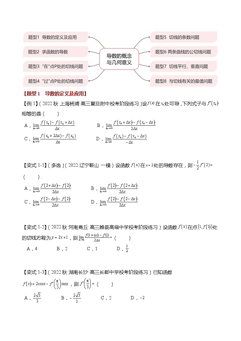 新高考数学【热点·重点·难点】专练  热点3-1 导数的概念与几何意义8大题型03