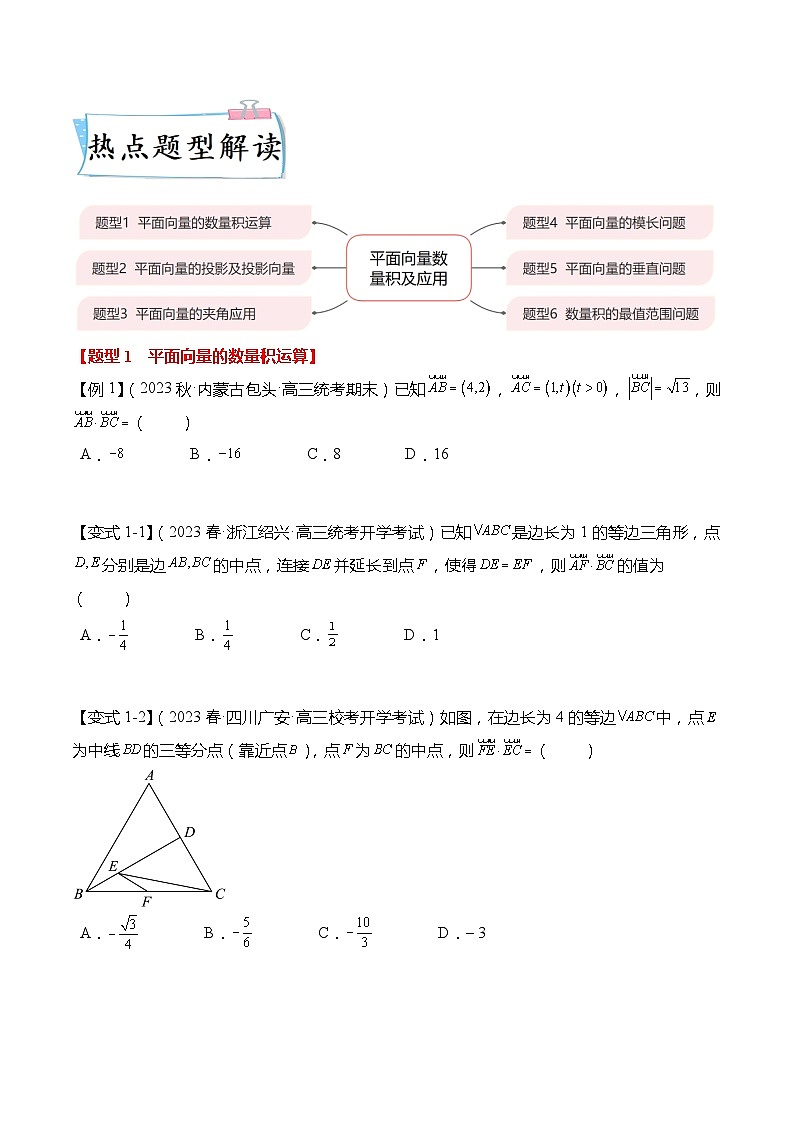 新高考数学【热点·重点·难点】专练  热点5-2 平面向量数量积及应用6大题型03