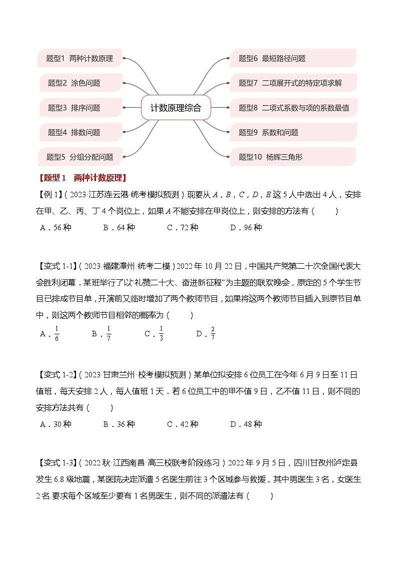 新高考数学【热点·重点·难点】专练  热点9-1 计数原理综合10大题型03