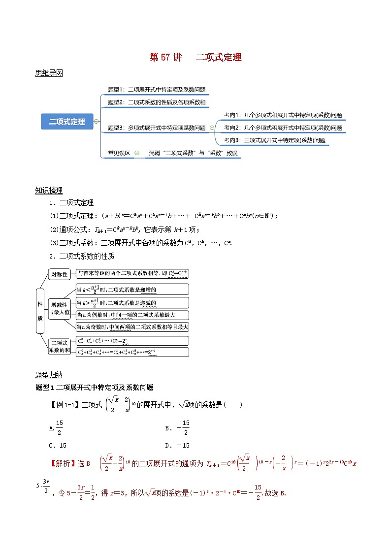 2024年新高考数学一轮复习知识梳理与题型归纳第57讲二项式定理（教师版）第1页