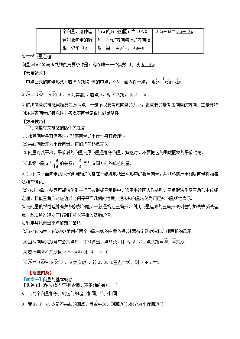 2024年新高考数学一轮复习题型归类与强化测试专题32平面向量的概念及线性运算（教师版）02