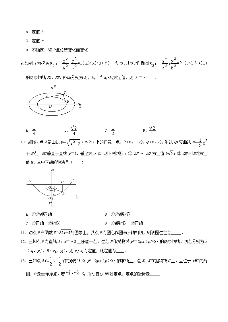 2024年新高考数学一轮复习达标检测第51讲圆锥曲线的综合应用_定点定值问题（学生版）第2页