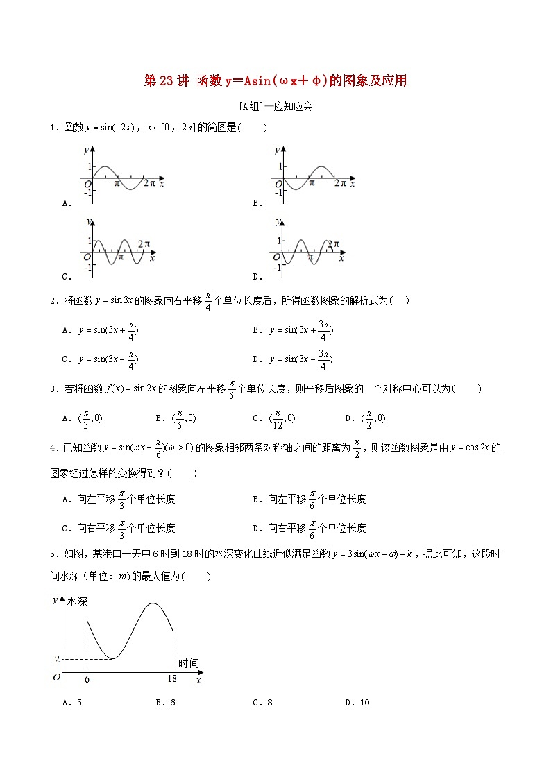 2024年新高考数学一轮复习达标检测第22讲函数y＝Asinωx+φ的图象及应用（学生版）01