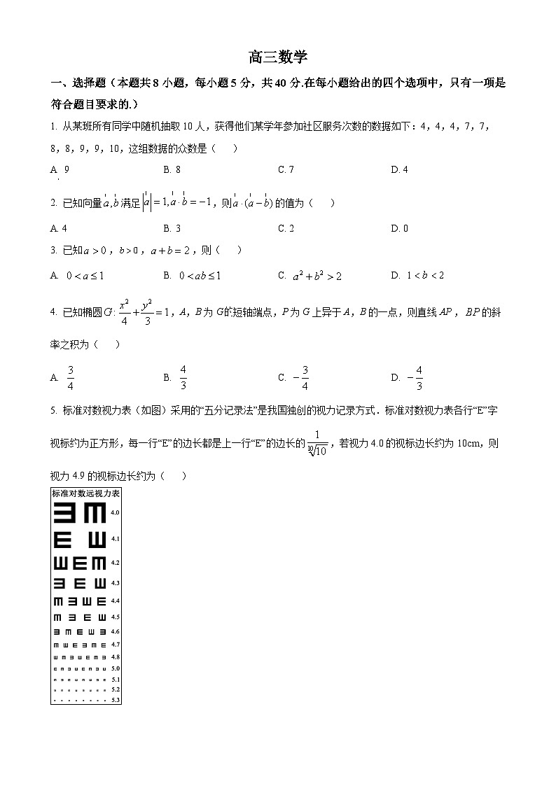 吉林省通化市梅河口市第五中学2024届高三下学期一模数学试题（原卷版+解析版）01