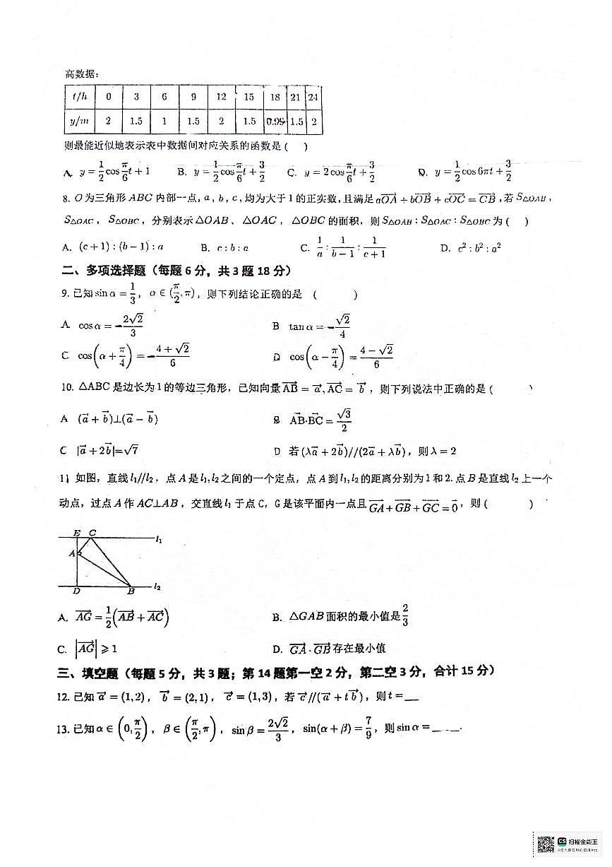 广东佛山南海外国语高级中学2024年高一4月月考数学试题第2页