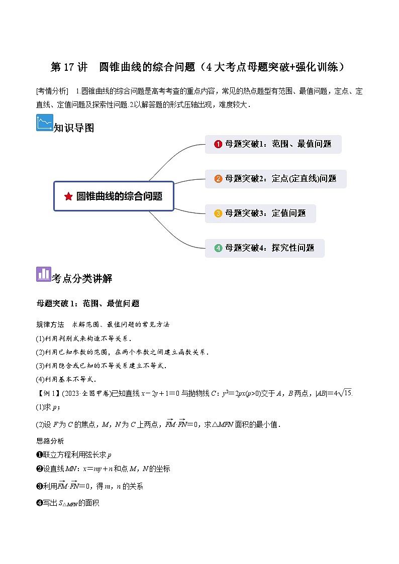 第17讲　圆锥曲线的综合问题（4大考点母题突破+强化训练）解析版第1页