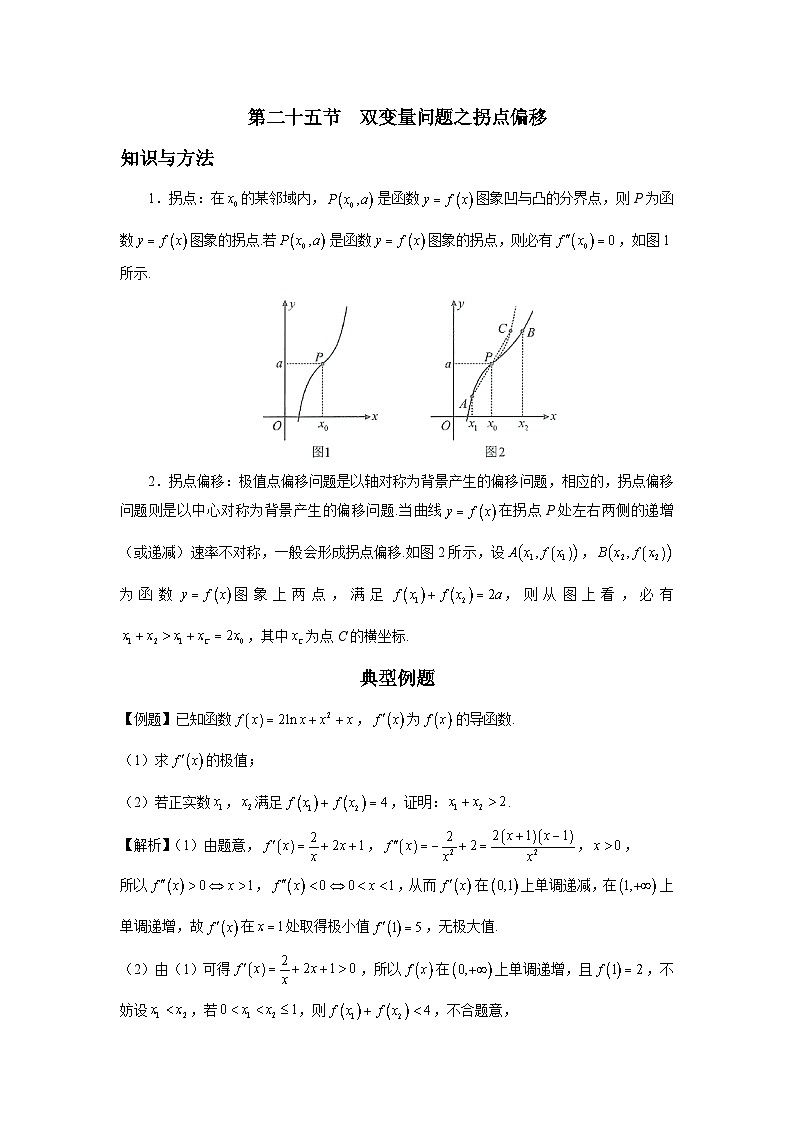 第25节 双变量问题之拐点偏移 讲义——高考数学一轮复习导数从入门到精通01