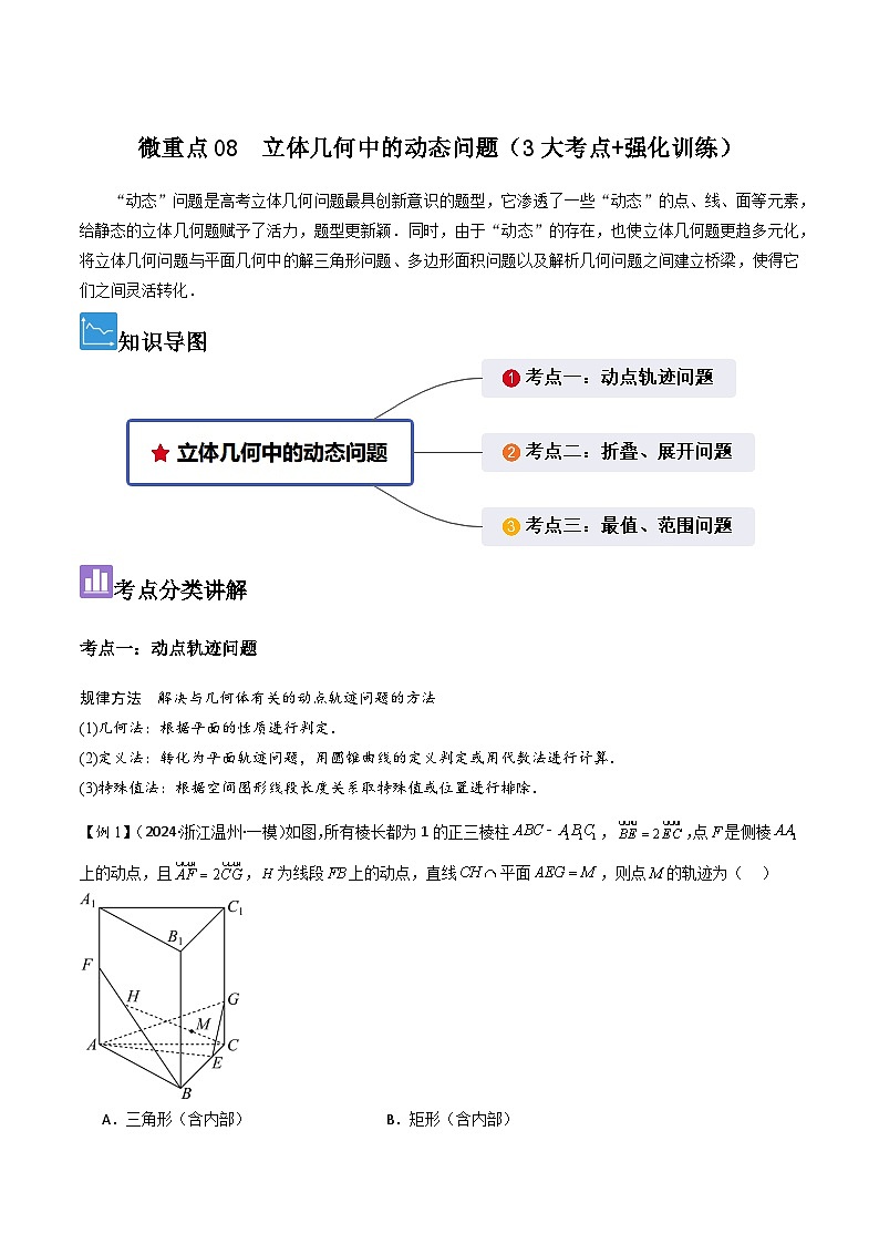微重点08　立体几何中的动态问题（3大考点+强化训练）解析版第1页