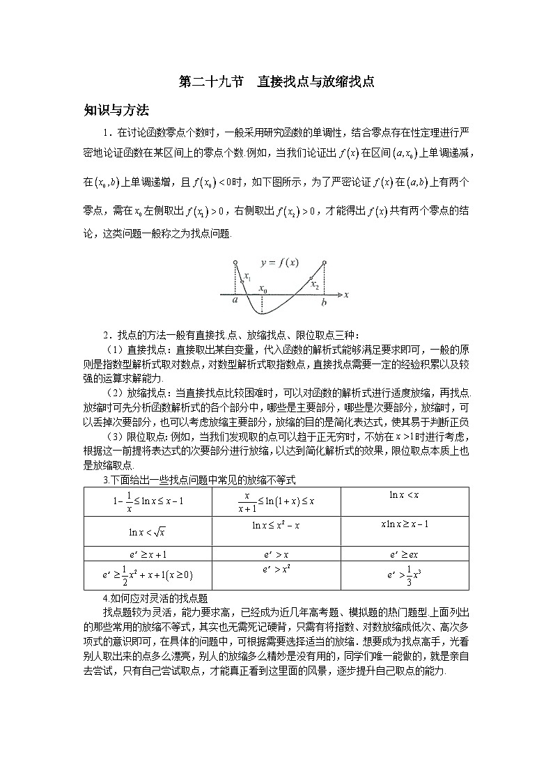 导数从入门到精通---第二十九节  直接找点与放缩找点-原卷版第1页