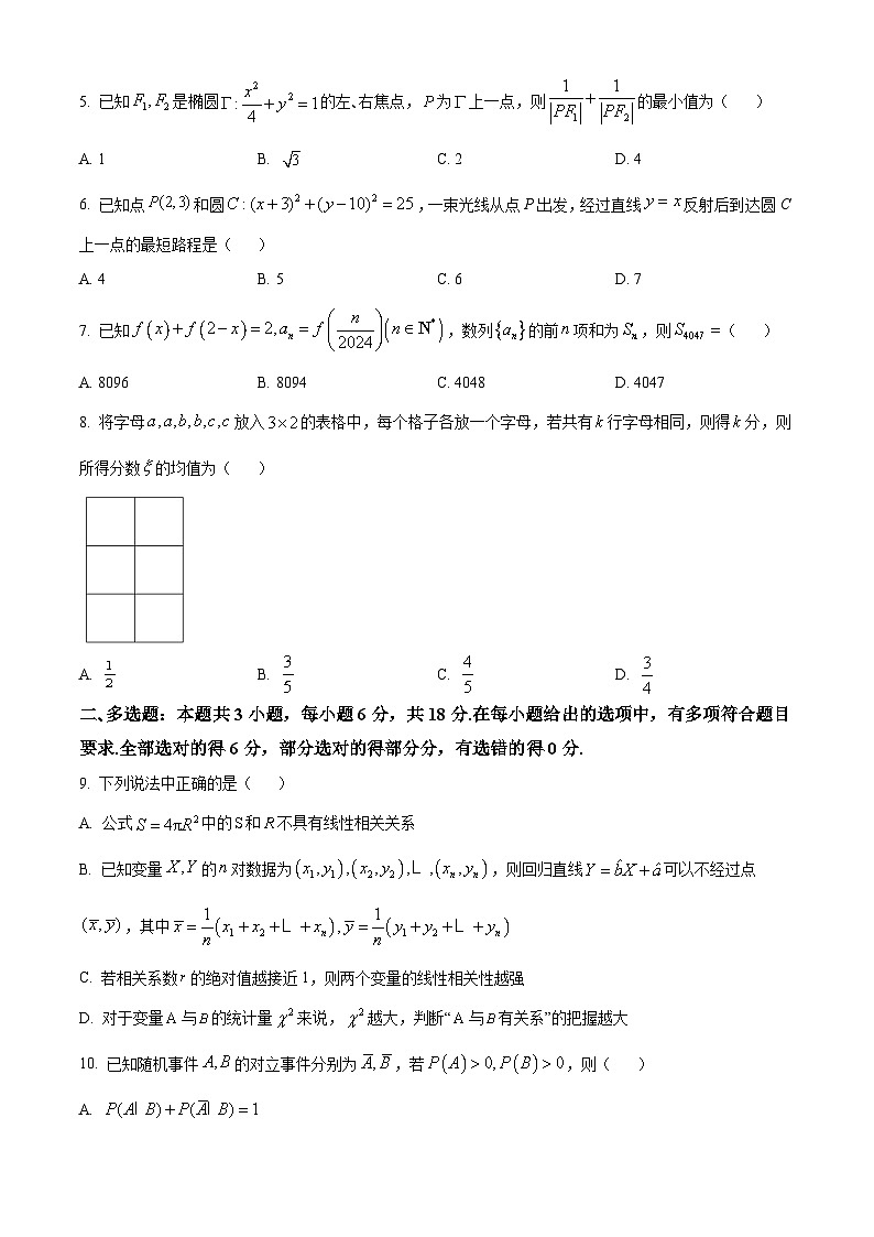 江西省吉安市多校联考2023-2024学年高二下学期3月月考数学试卷（Word版附解析）02