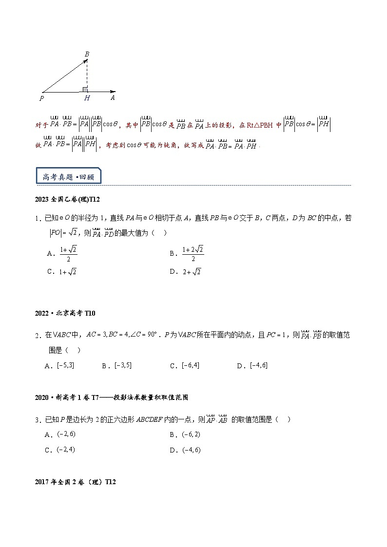 专题5.1  数量积（极化恒等式与投影法）-【模型技巧】备考2024高考数学二轮复习重难点突破专题（新高考专用）02