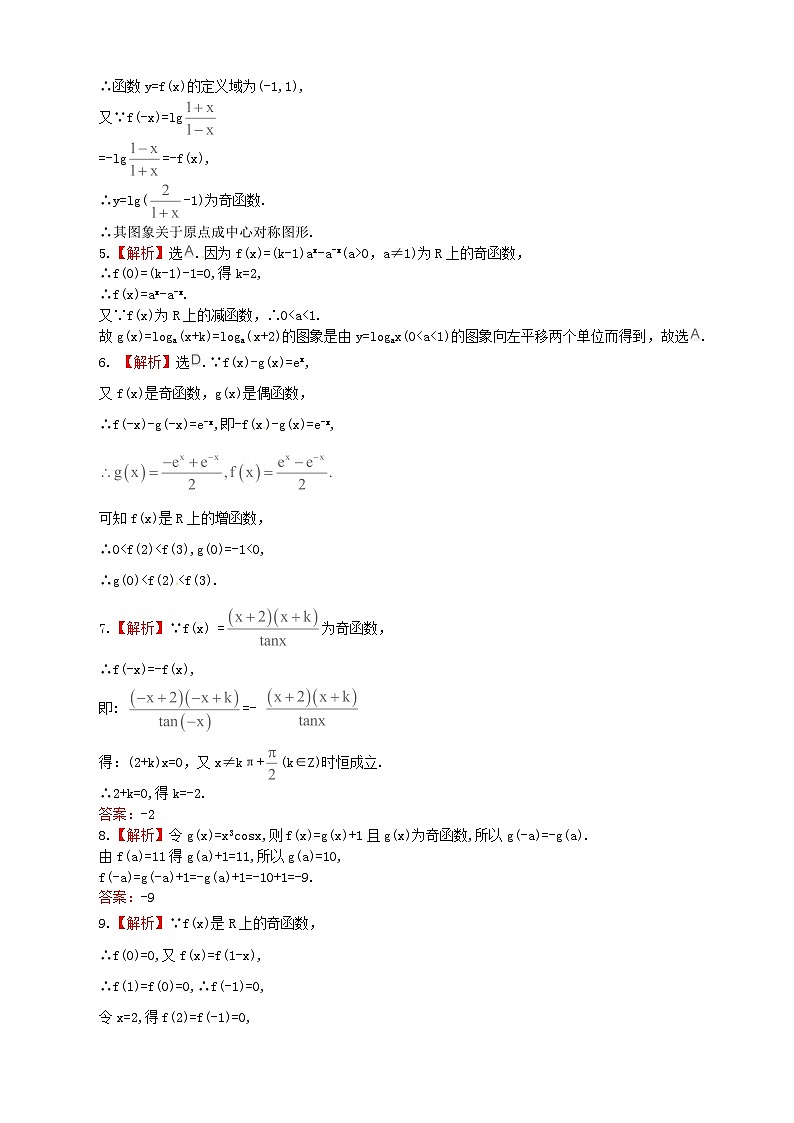 高考数学一轮复习 考点热身训练 2.3函数的奇偶性与周期性03