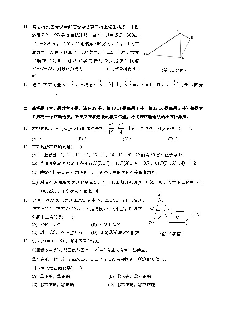 上海市金山区2024届高三下学期质量监控数学试卷第2页