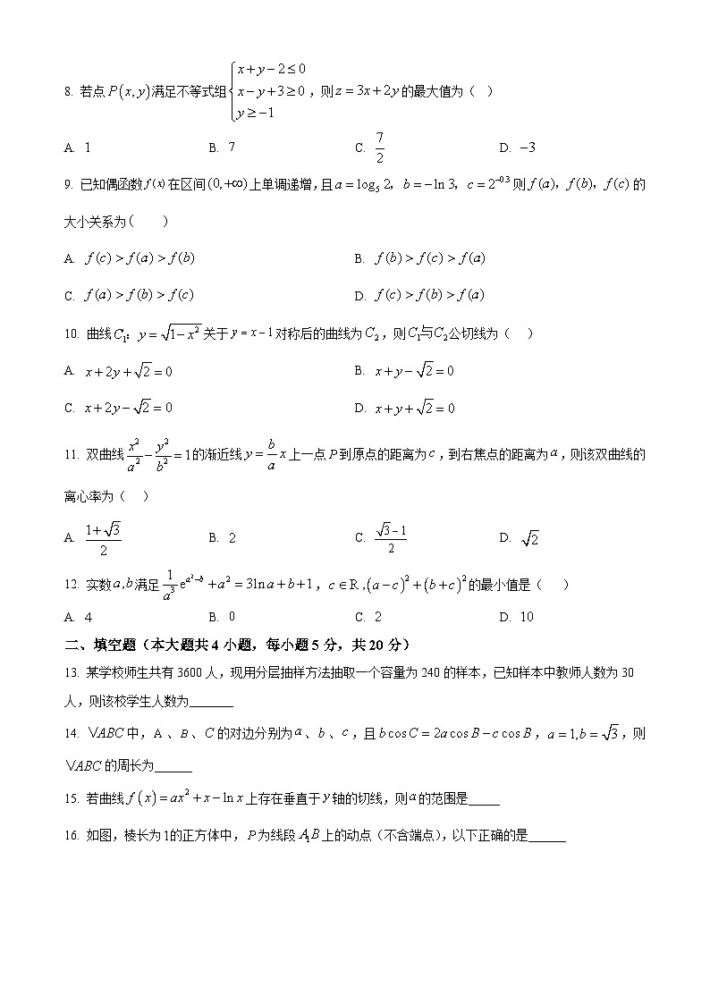 四川省巴中市通江中学2024届高三下学期3月月考数学试题 Word版无答案第2页