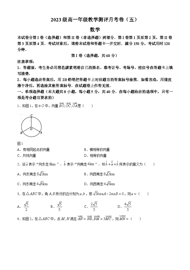 云南师范大学附属中学2023-2024学年高一下学期月考（五）数学试题01