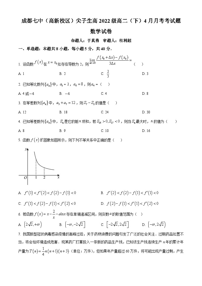 四川省成都市第七中学（高新校区）2023-2024学年高二下学期尖子生4月月考数学试卷（原卷版+解析版）01