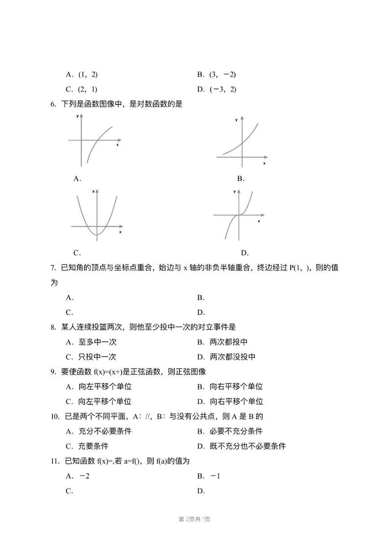 2024湖南省普通高中学业水平考试数学试卷第2页