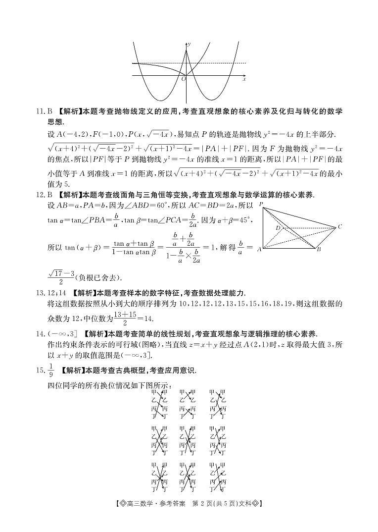 高三文数4月联考答案第2页