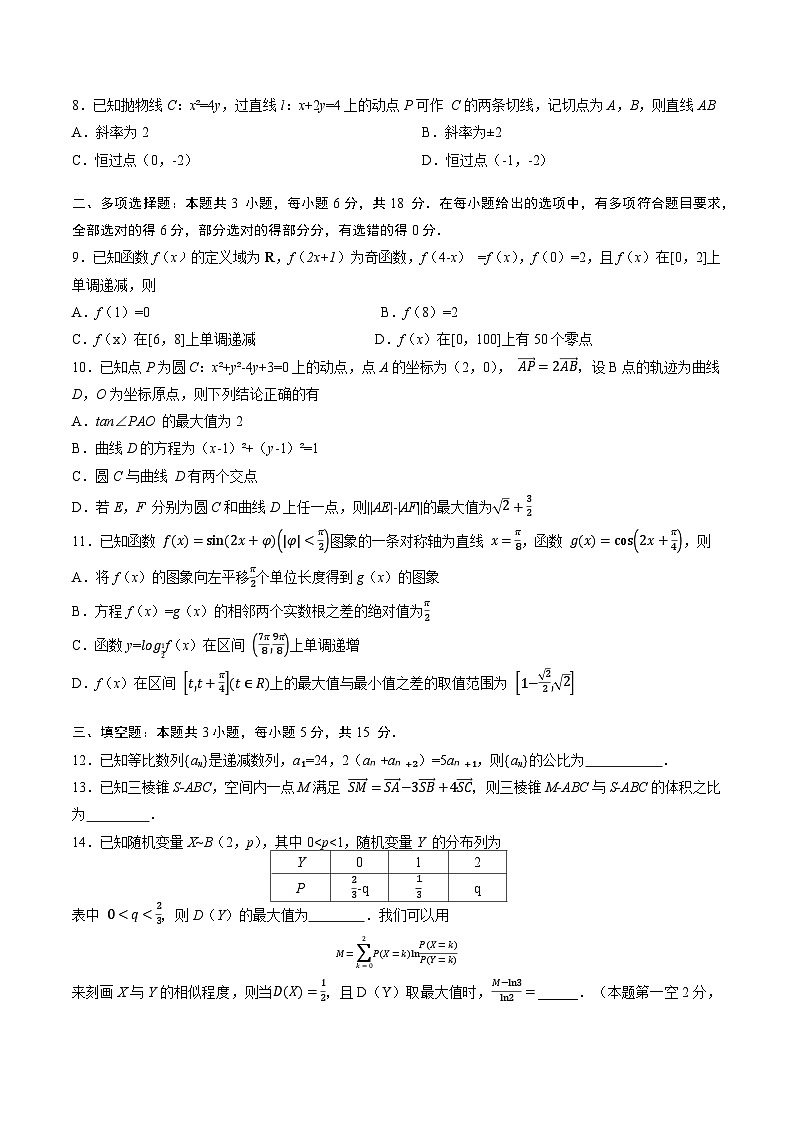 山东省齐鲁名校联盟2024届高三下学期第七次联考试题 数学试题02