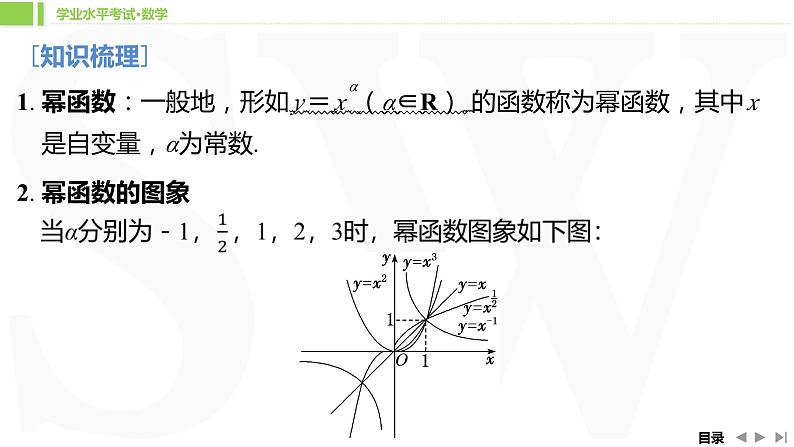 人教A版 学业考试复习 必修一 第三章 第二课时　幂函数及函数的应用（一） 课件第4页