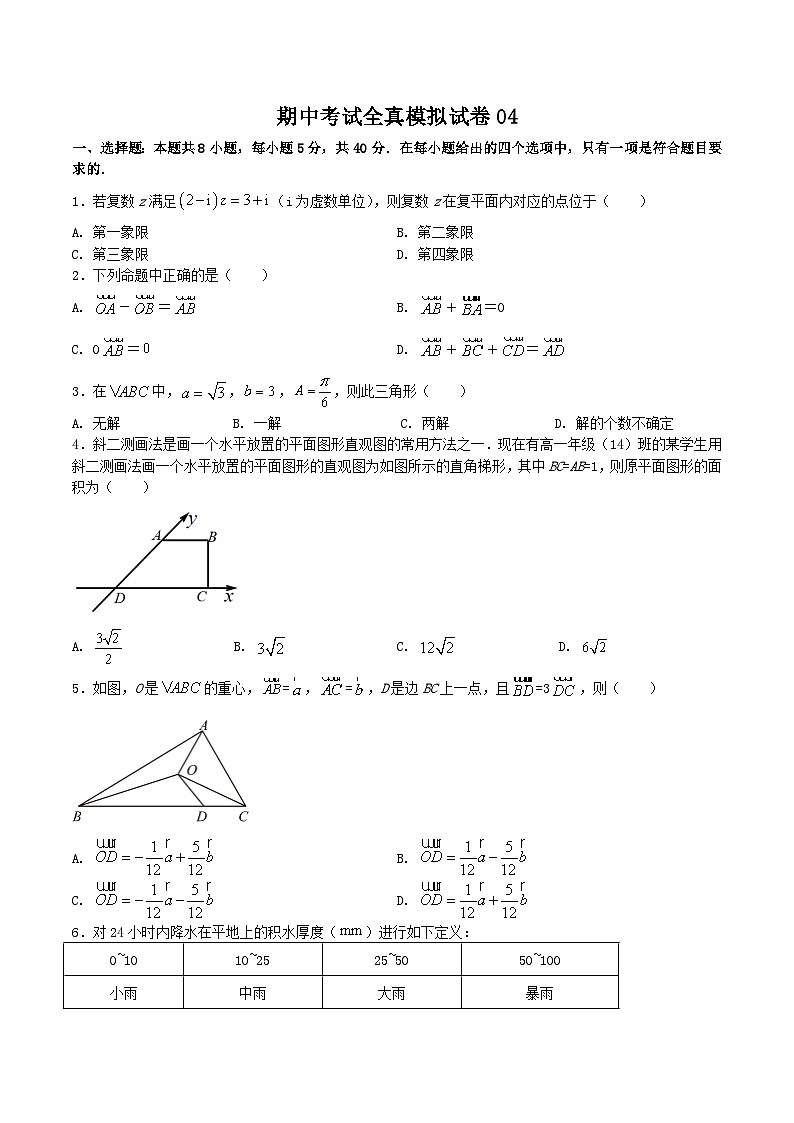 2022-2023学年高一数学下学期期中考试全真模拟试卷04（人教A版2019必修第二册）第1页