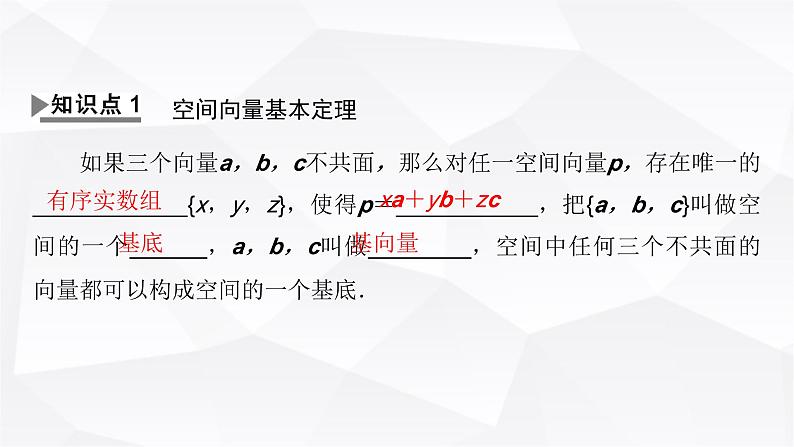人教A版高中数学选择性必修第一册1-2空间向量基本定理课件第4页