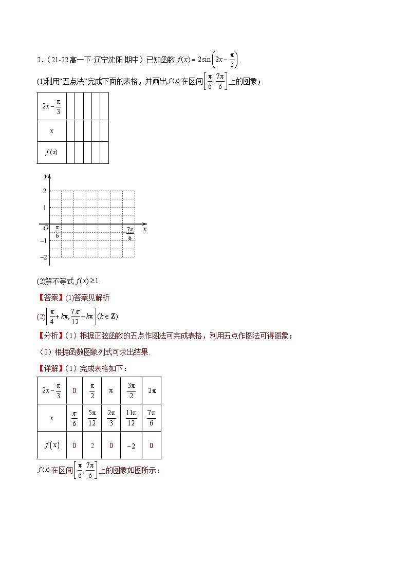【期中复习】人教B版2019 2023-2024学年必修第三册高一下册数学 专题03 正余弦函数的图象和性质（考点专练）.zip03