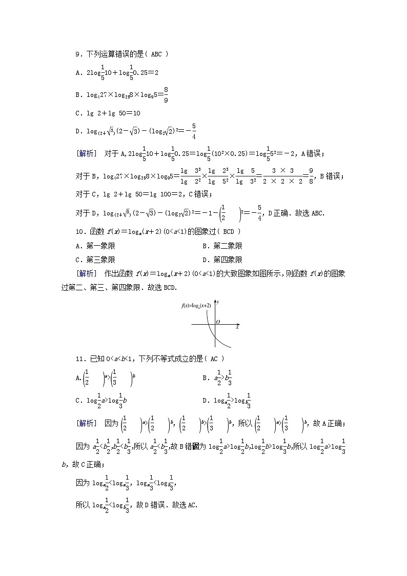 2025版高考数学一轮总复习第2章函数概念与基本初等函数Ⅰ第6讲对数与对数函数提能训练第3页