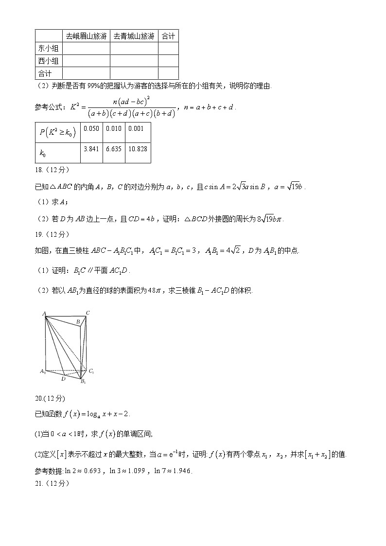 2024雅安高三下学期4月月考试题数学（文）含解析第3页