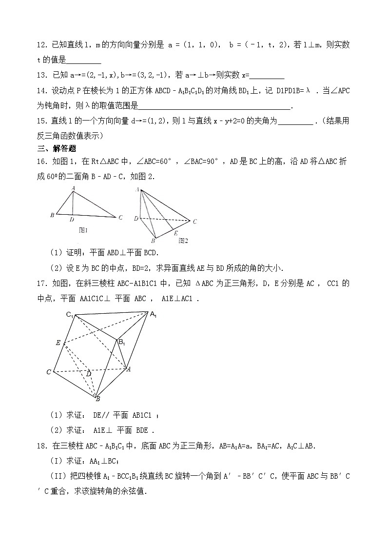 高中数学人教B版（2019）选择性必修第一册 第1章 1.2.1 空间中的点、直线与空间向量 同步练习(3)第3页