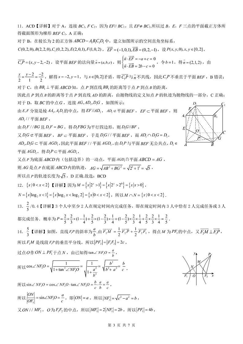 广西“贵百河”2024年高二下学期4月新高考月考测试数学试题+答案03