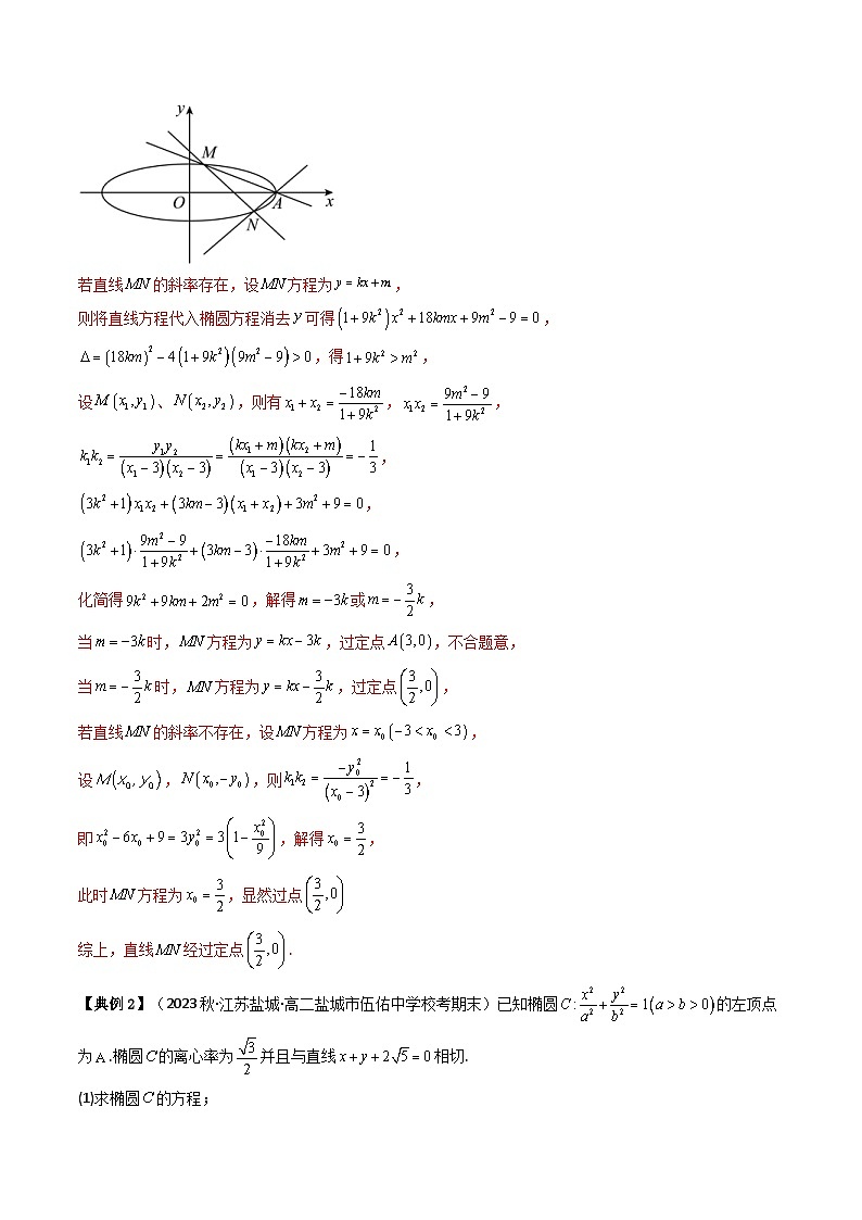 人教A版高中数学（选择性必修一）同步讲义第36讲 拓展五：圆锥曲线的方程（定值问题）（2份打包，原卷版+教师版）02