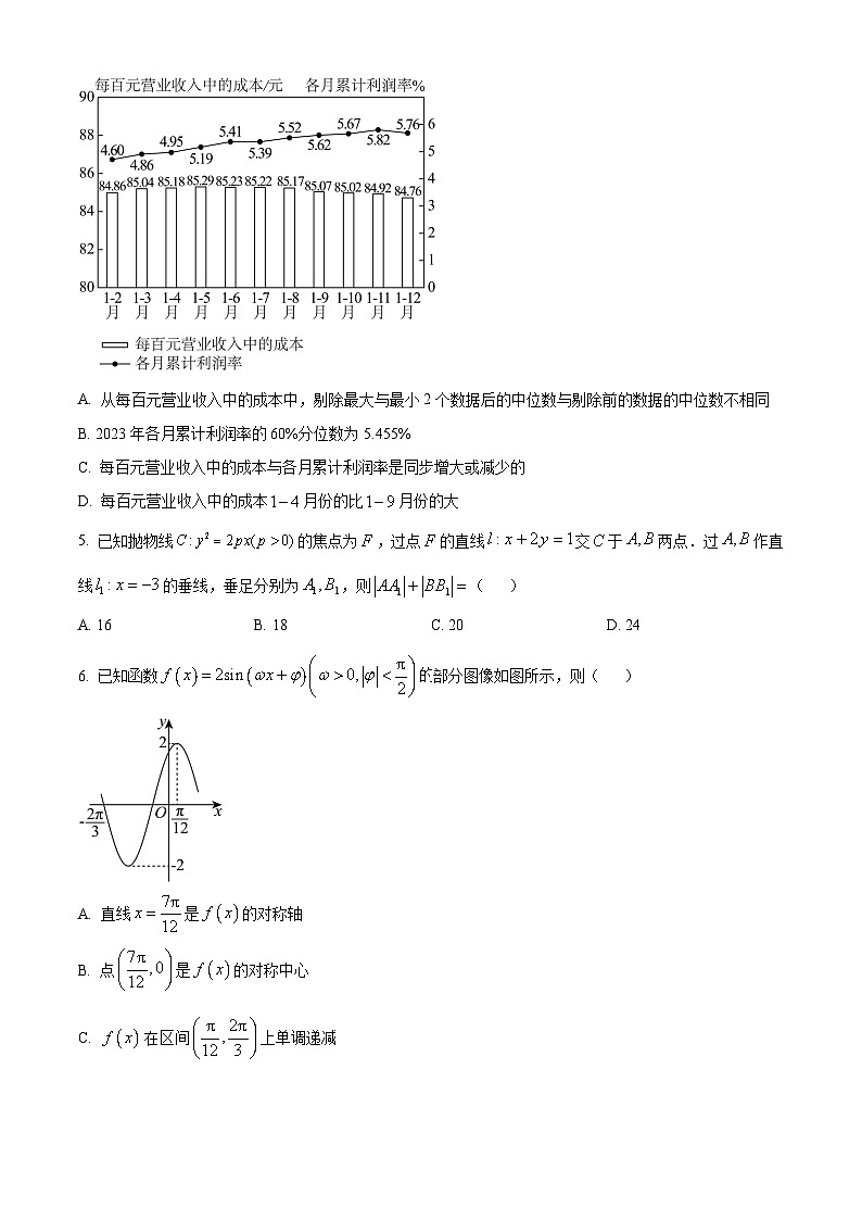 安徽省池州市第一中学2024届高三一模数学试卷（Word版附解析）02