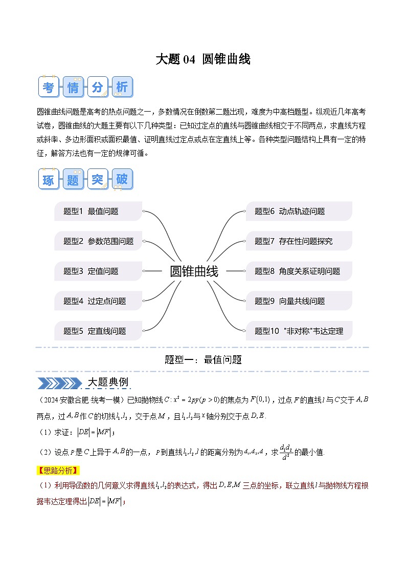 大题04 圆锥曲线（10大题型）（解析版）第1页