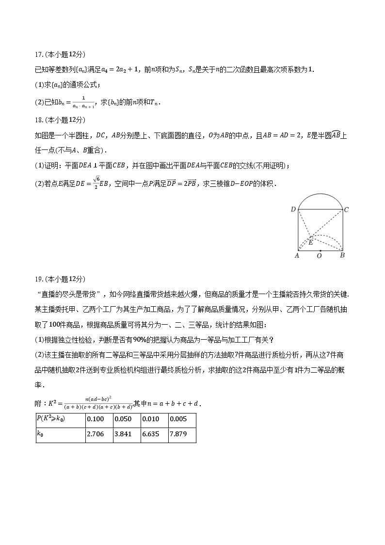2024年陕西省榆林市高考数学三模试卷（文科）（含解析）03