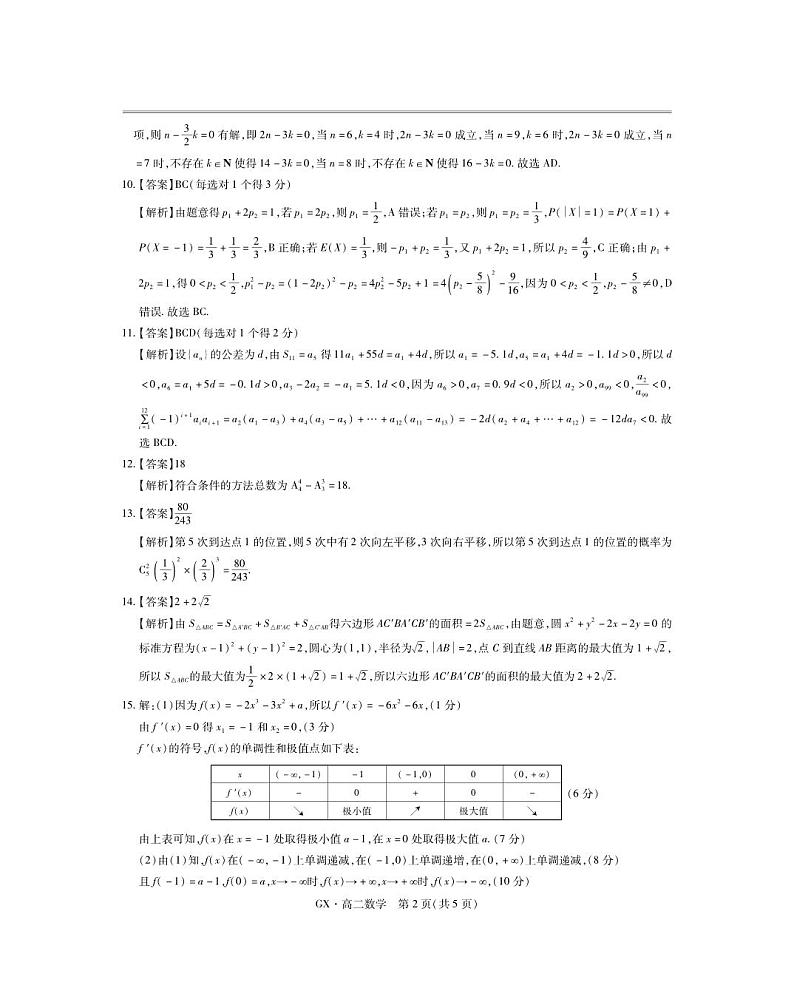 广西示范性高中2023-2024学年高二下学期4月联合调研测试数学试题02