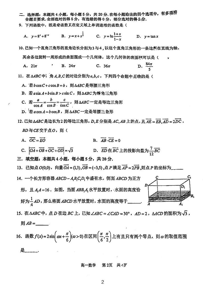 2023-2024高新一中高一下期中数学试题02