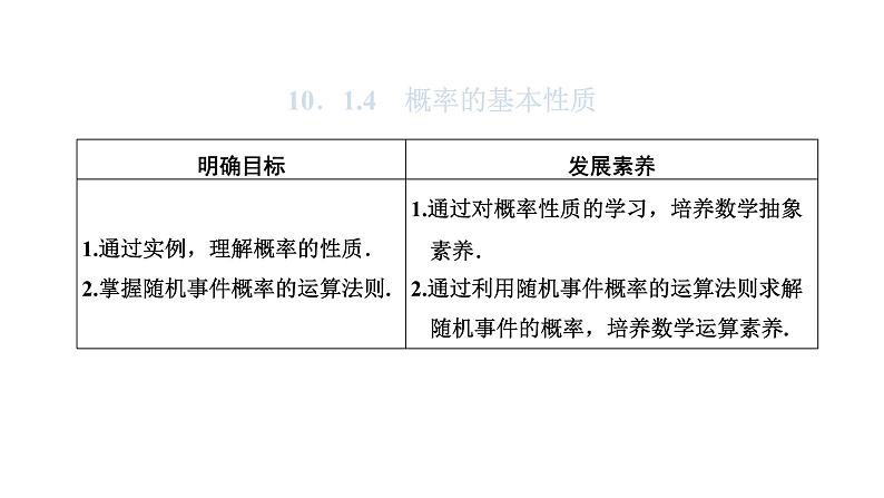 人教A版高中数学必修第二册10-1-4概率的基本性质课件01