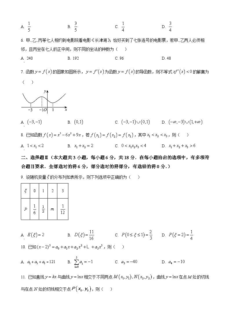浙江省嘉兴市八校联盟2023-2024学年高二下学期期中考试数学试题（原卷版）第2页