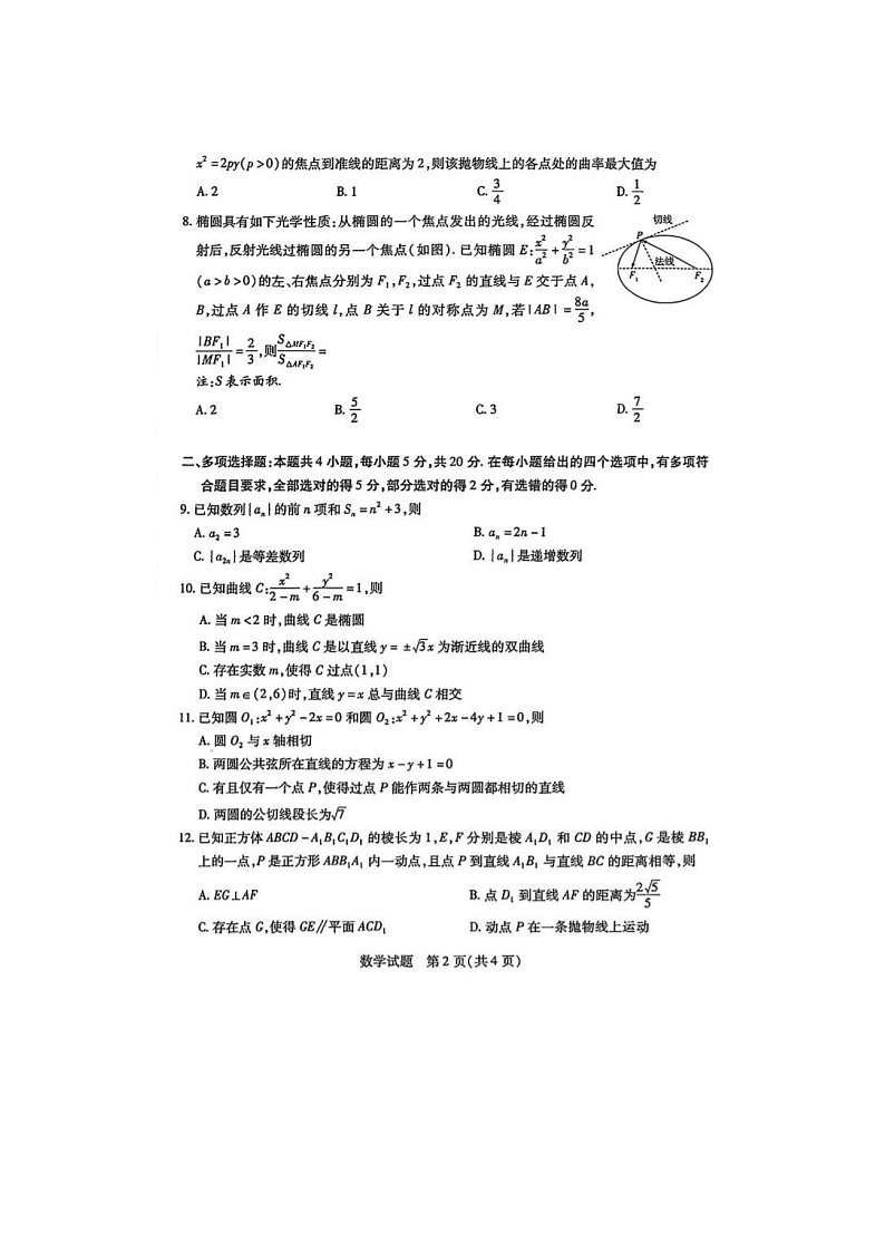 2024届天一大联考高二上学期数学期末考试题02