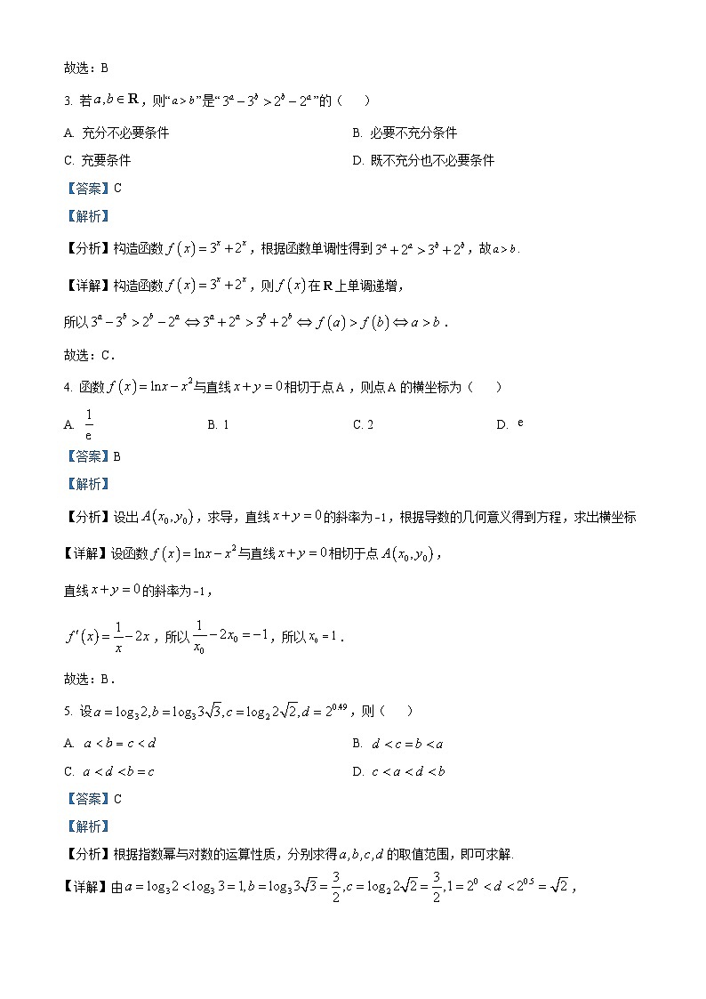 精品解析：河南省TOP二十名校2024届高三下学期4月冲刺一数学试卷（解析版）第2页