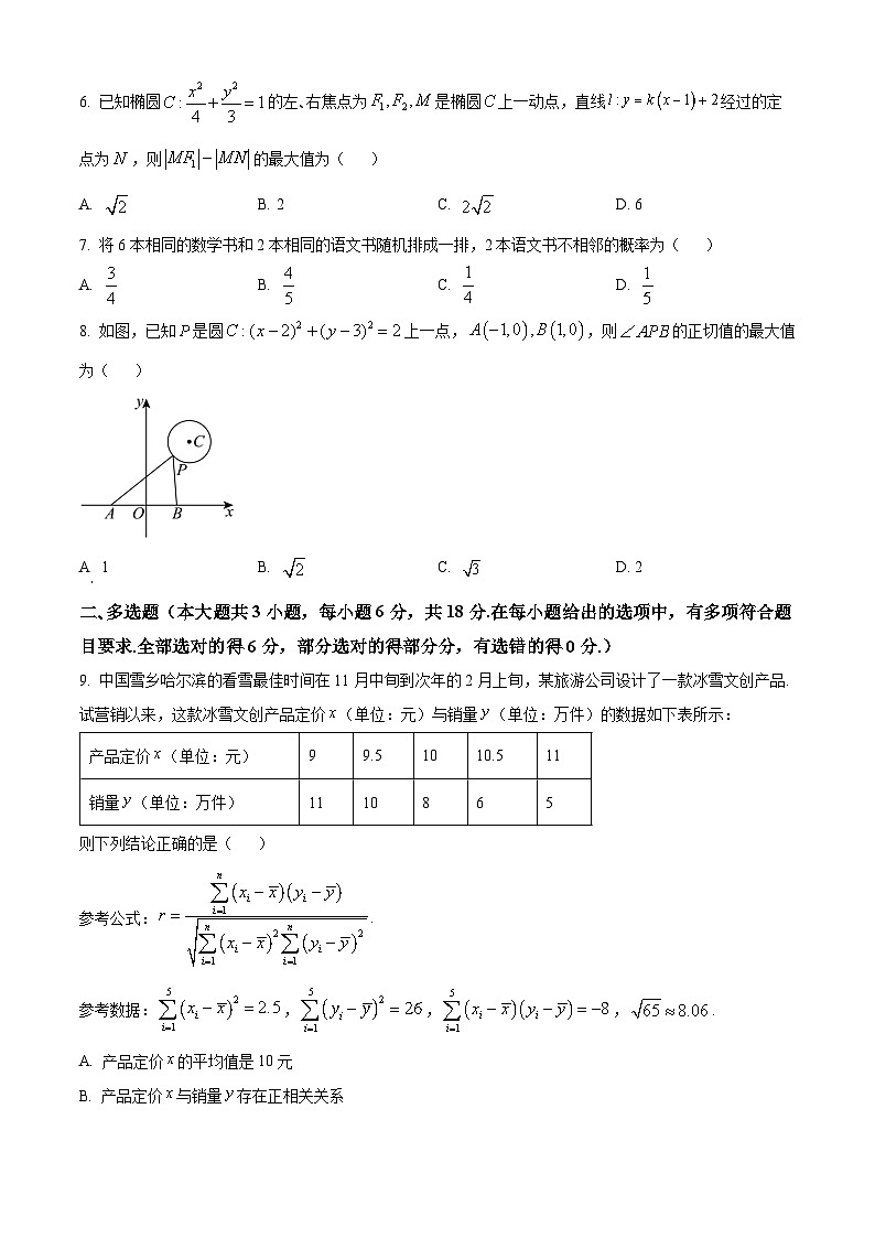 湖南省衡阳市名校联考联合体2024届高三高考考前仿真联考一数学试题 Word版无答案第2页