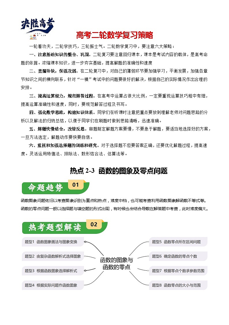 热点2-3 函数的图象及零点问题（8题型+满分技巧+限时检测）-2024年高考数学【热点·重点·难点】专练（新高考专用）01