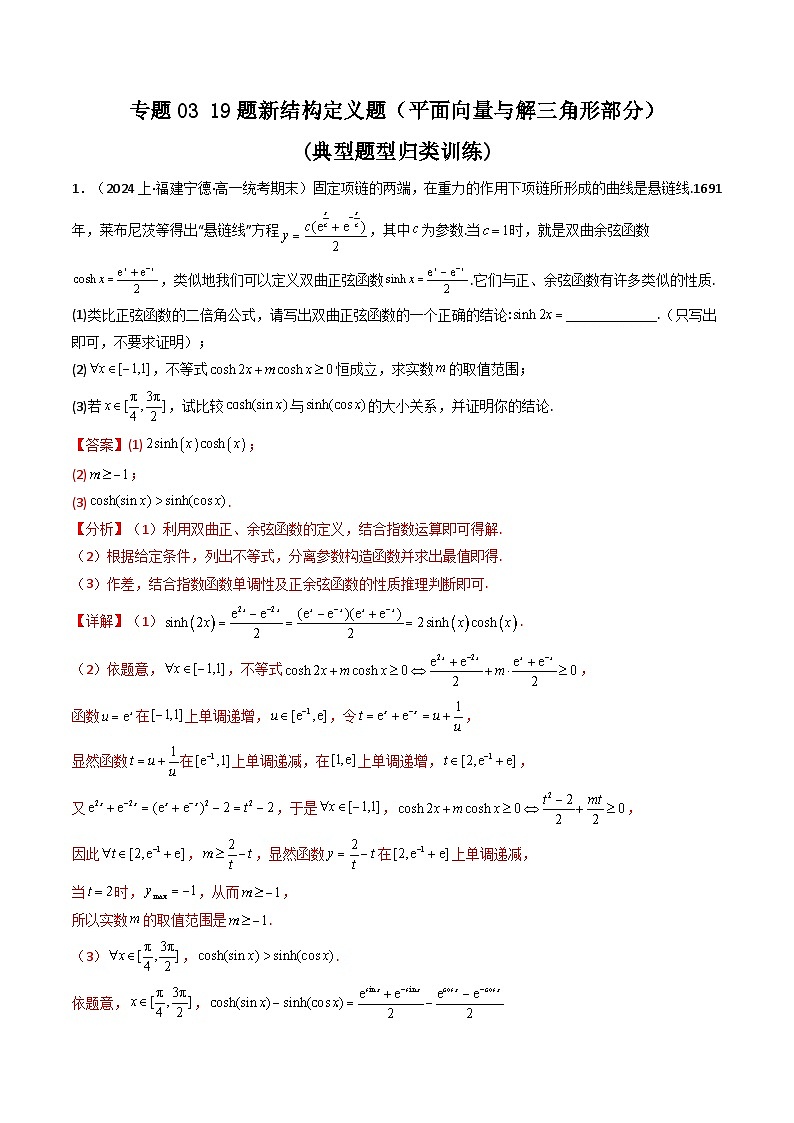 专题03 19题新结构定义题（平面向量与解三角形部分）(典型题型归类训练)(解析版）第1页