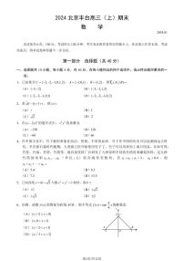 2024北京市丰台区高三上学期期末数学试卷及答案