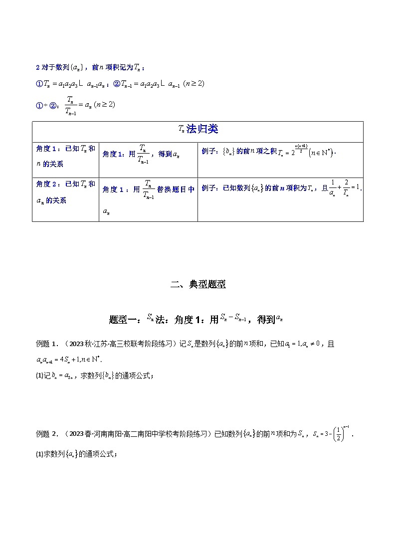 【专项复习】高考数学专题01 数列求通项（数列前n项和Sn法、数列前n项积Tn法）（题型训练）.zip02